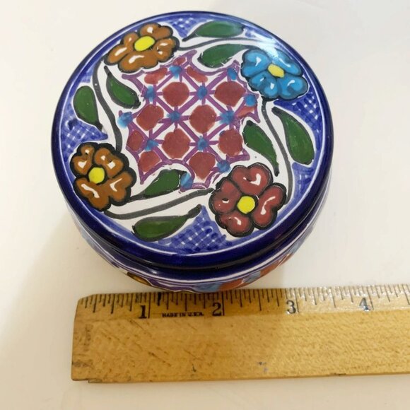 Small Talavera Lidded Jewelry Trinket Box - Picture 4 of 5